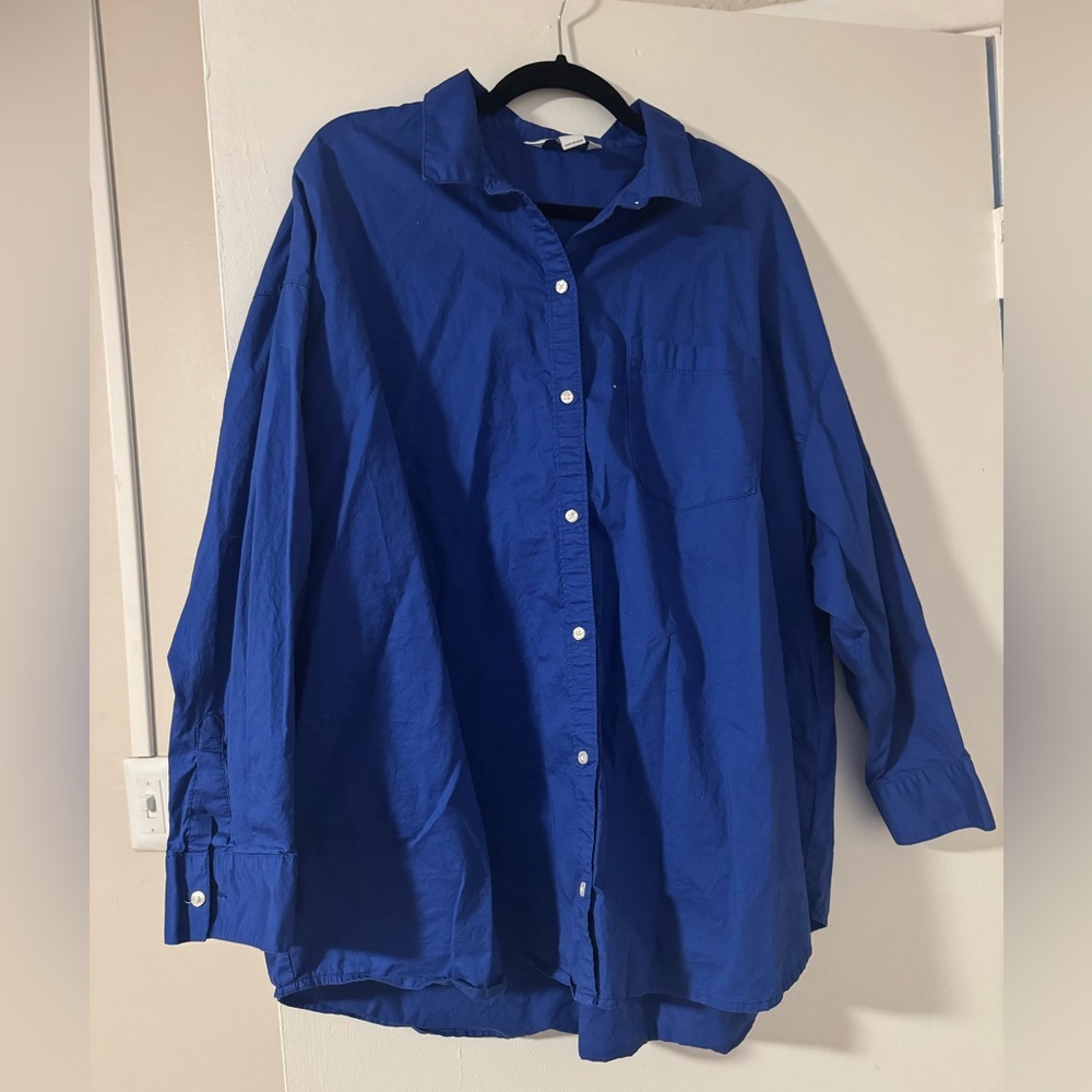 Women’s Blue Button-Up Shirt